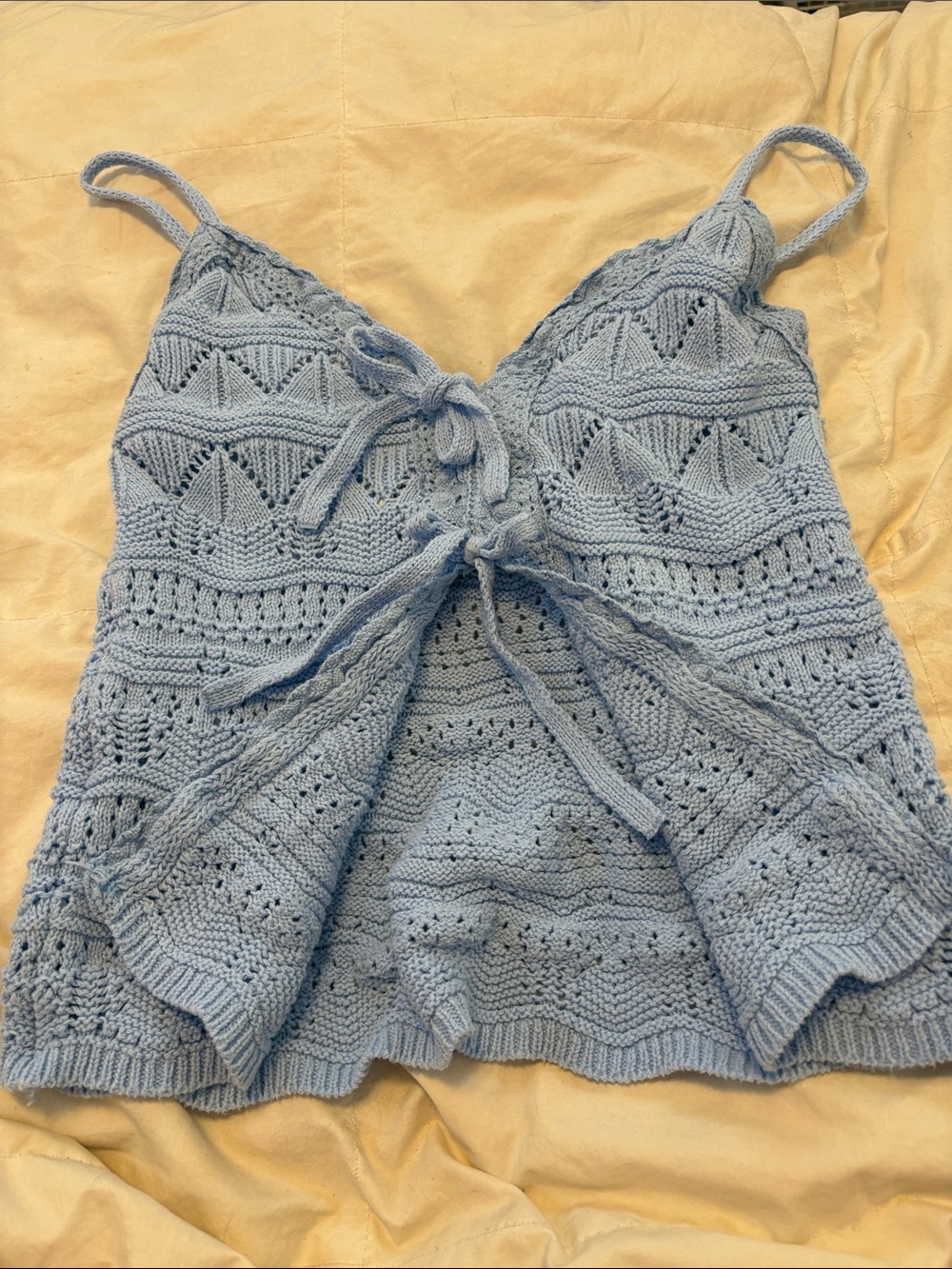 No Boundaries Light Blue Knit Tie-Front Cami